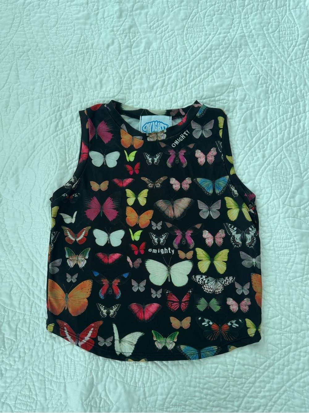 omighty Black Butterfly Print Sleeveless Tank